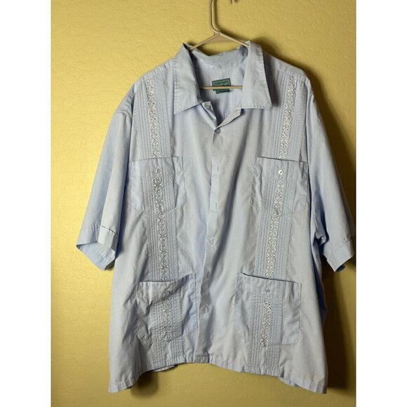 TropiCool Short Sleeve Button Down Pocket Shirt 4 XL Tall Light Blue - Picture 1 of 3